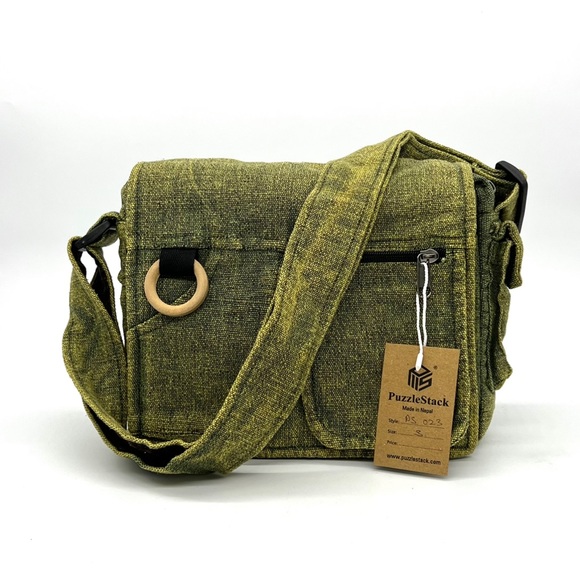 Stonewashed Cotton Messenger Bag - Picture 7 of 10